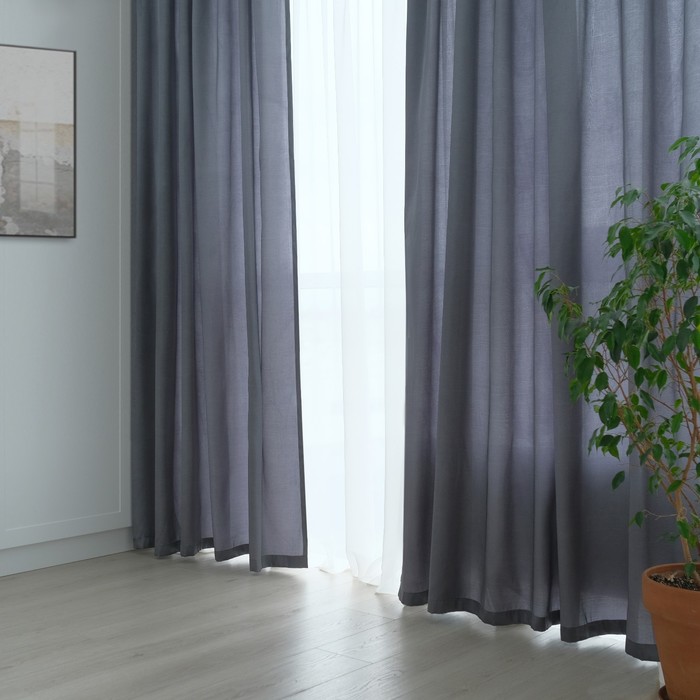 Штора портьерная "Этель" ширина 200 см, высота 250 см, цвет серый