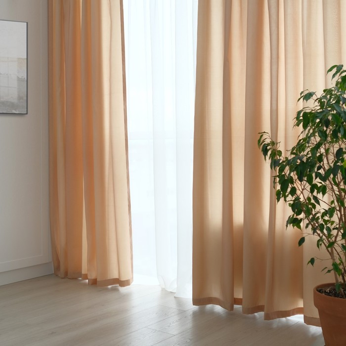 Штора портьерная "Этель" ширина 135 см, высота 260 см, цвет бежевый