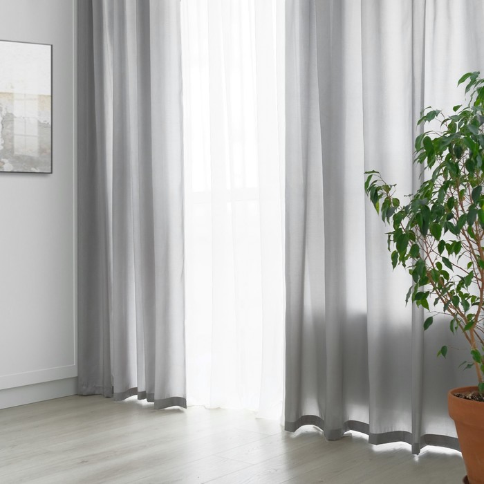 Штора портьерная "Этель" ширина 135 см, высота 250 см, цвет хром