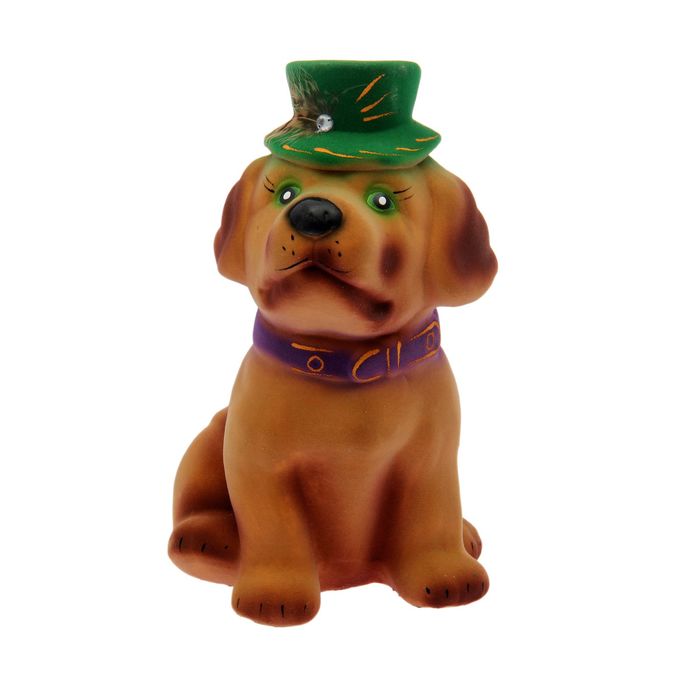 Копилка "Барбоскин в шляпке" флок, бежевая, микс