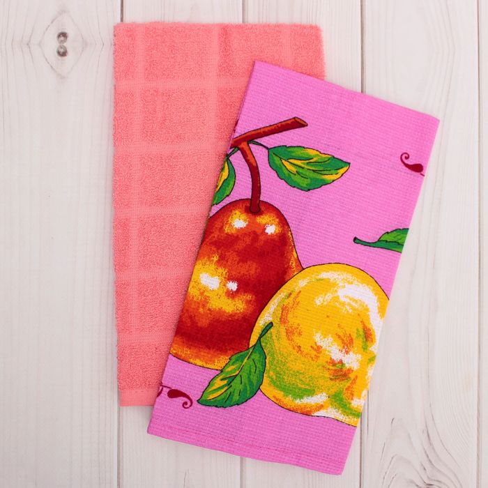 Набор кухонных полотенец 2 шт 30х60, цвет МИКС