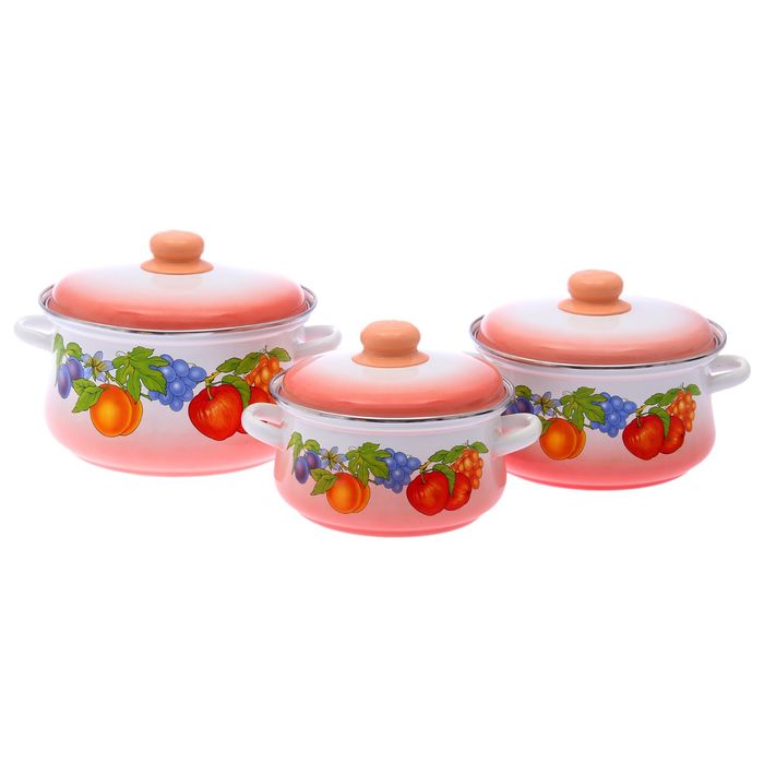 Набор кастрюль "Фруктовый микс", 3 шт:: 2 л, 3 л, 4 л