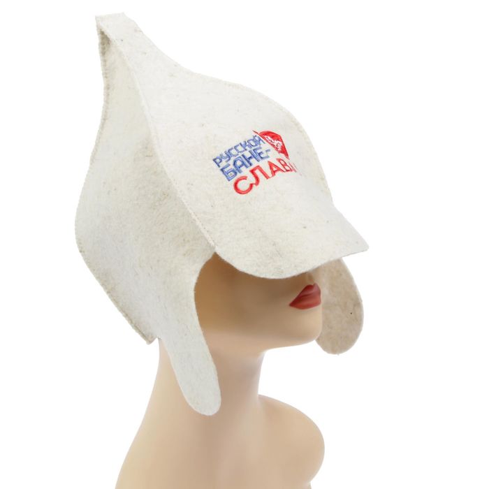 Шапка банная буденовка "Русской бане слава"