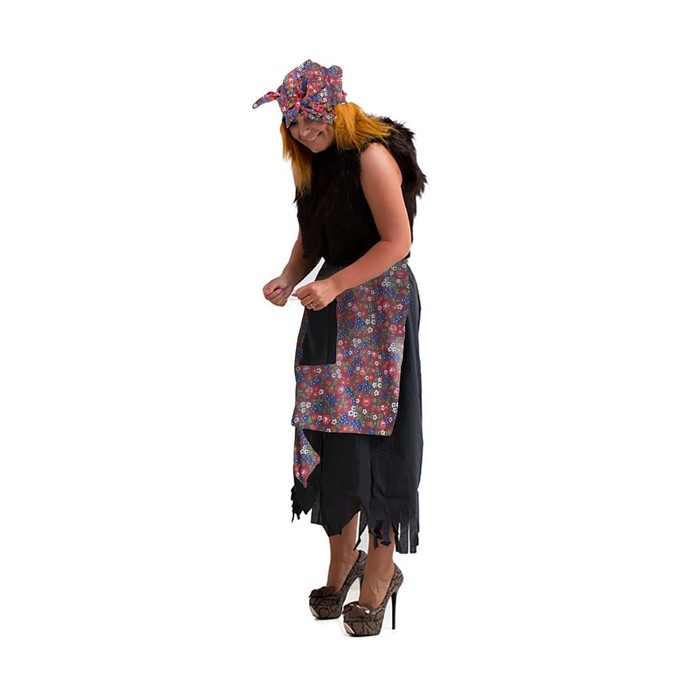 Карнавальный костюм &quot;Баба-яга&quot;, косынка с волосами, жилетка, юбка с передником, набивной горб, р-р 44-50, рост 170 см