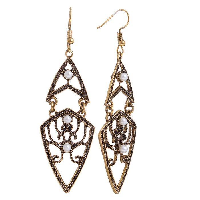 Серьги с жемчугом "Многогранность геометрии", цвет черненое золото