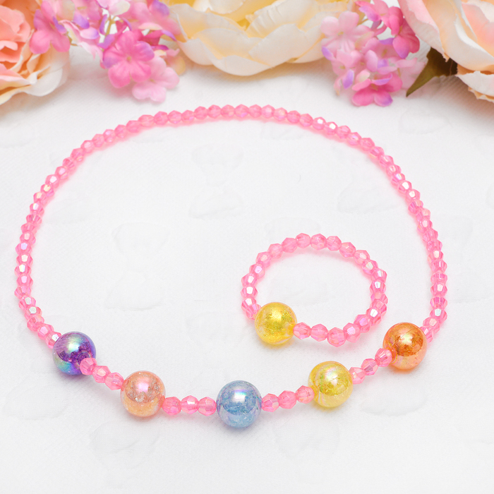 Набор детский "Выбражулька" 2 предмета: бусы, браслет, шарики, цвет МИКС