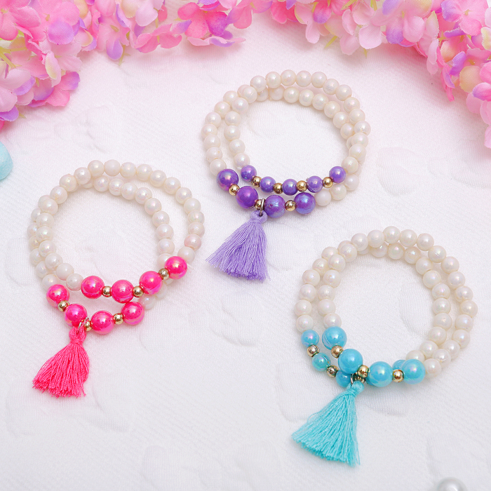 Браслет детский "Выбражулька" 2 нити, кисточка, цвет МИКС