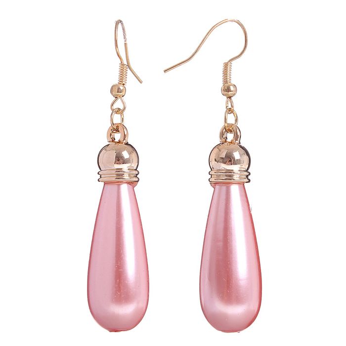 Серьги пластик "Капли" перламутровый мир, цвет розовый в золоте