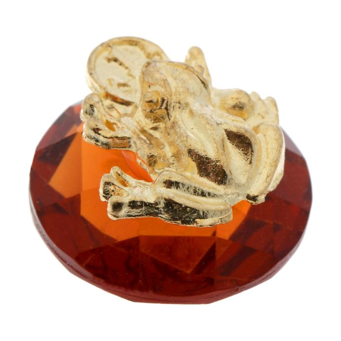 Сувенир-фигурка в кошелек на оранжевом камне "Жаба с монеткой"