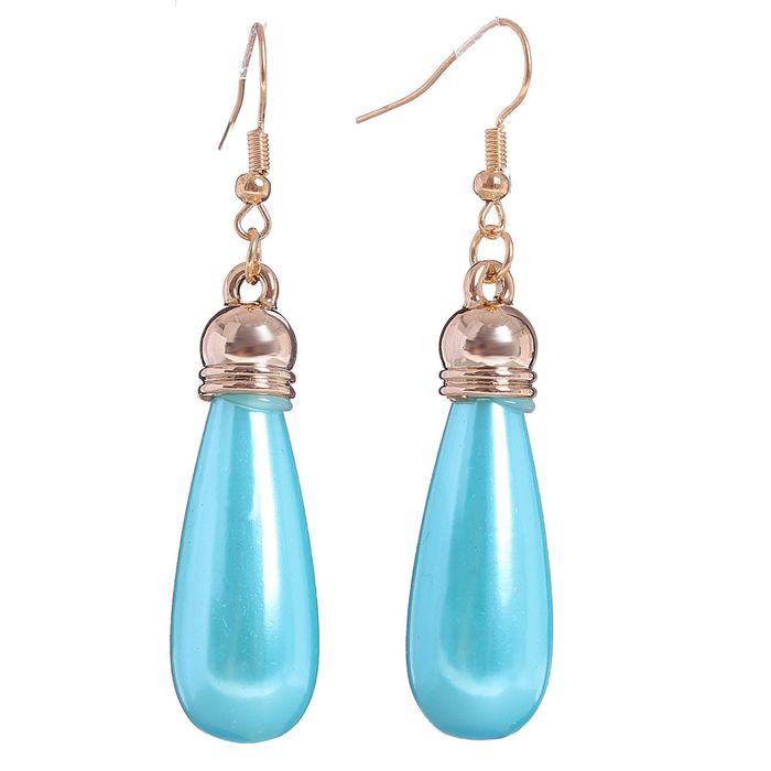 Серьги пластик "Капли" перламутровый мир, цвет голубой в золоте