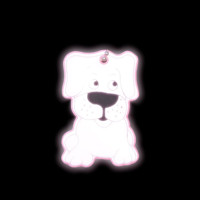 Светоотражающий элемент "Собака", 6*3,5см , цвет розовый