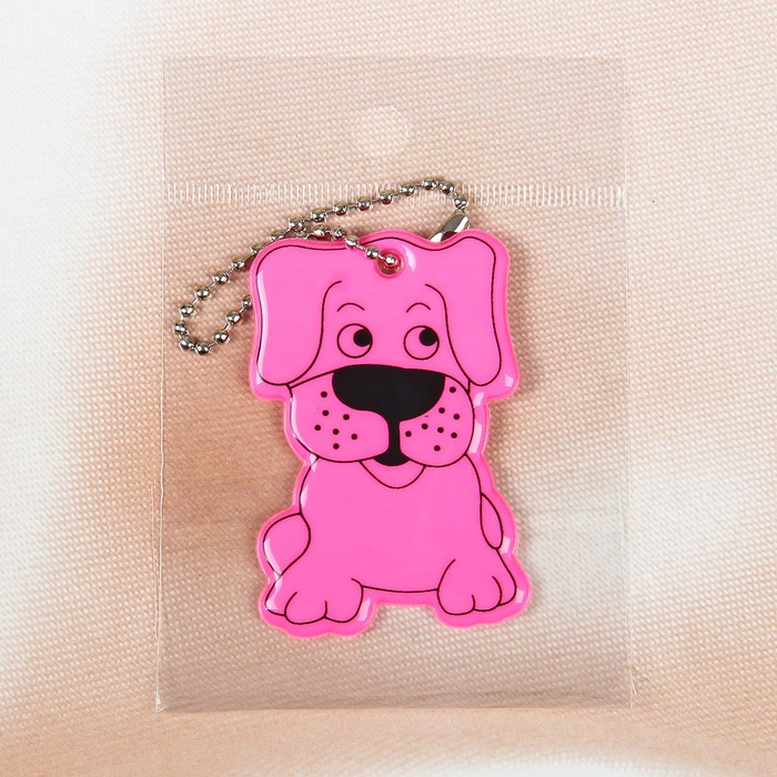 Светоотражающий элемент "Собака", 6*3,5см , цвет розовый