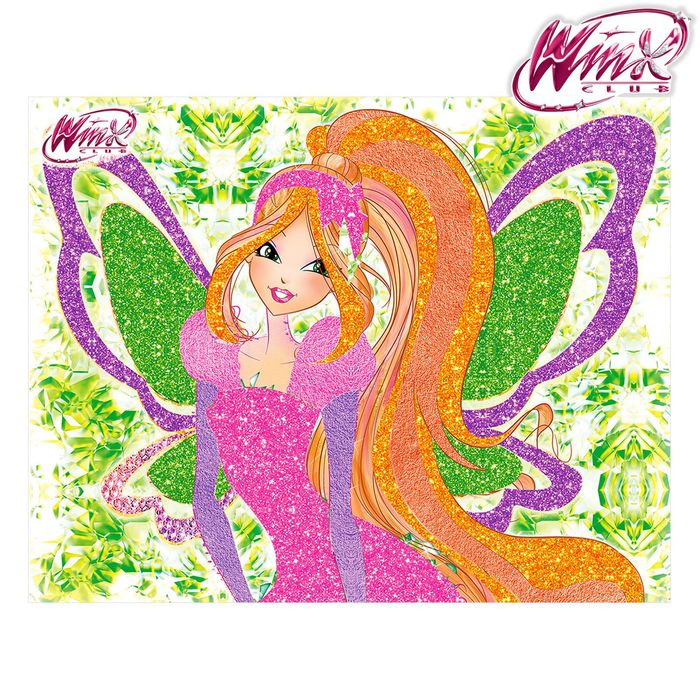 Фреска песком "Ты супер!", феи ВИНКС: Флора + блёстки