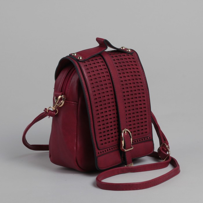 Сумка женская на клапане "Мира", 1 отдел, 1 наружный карман, регулируемый ремень, красная