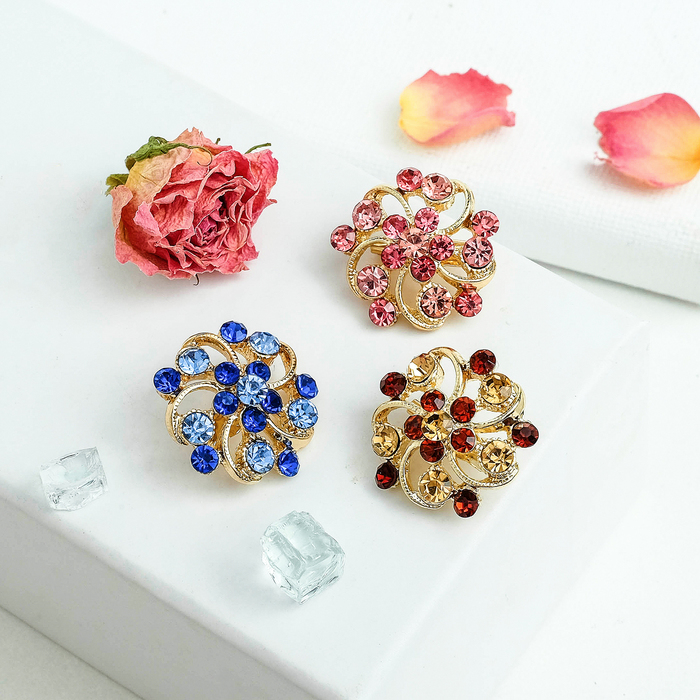 Брошь "Ассорти" цветы изгиб, цвет МИКС