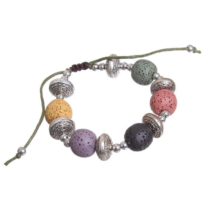 Браслет ассорти "Лава" шары через диск, цветной