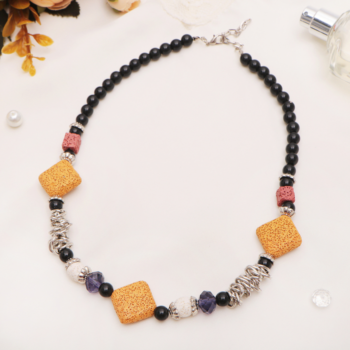 Бусы "Лава" ромбы с шарами, цветные