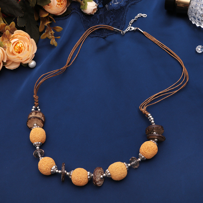 Бусы "Лава" шар, цвет жёлто-коричневый, 45 см