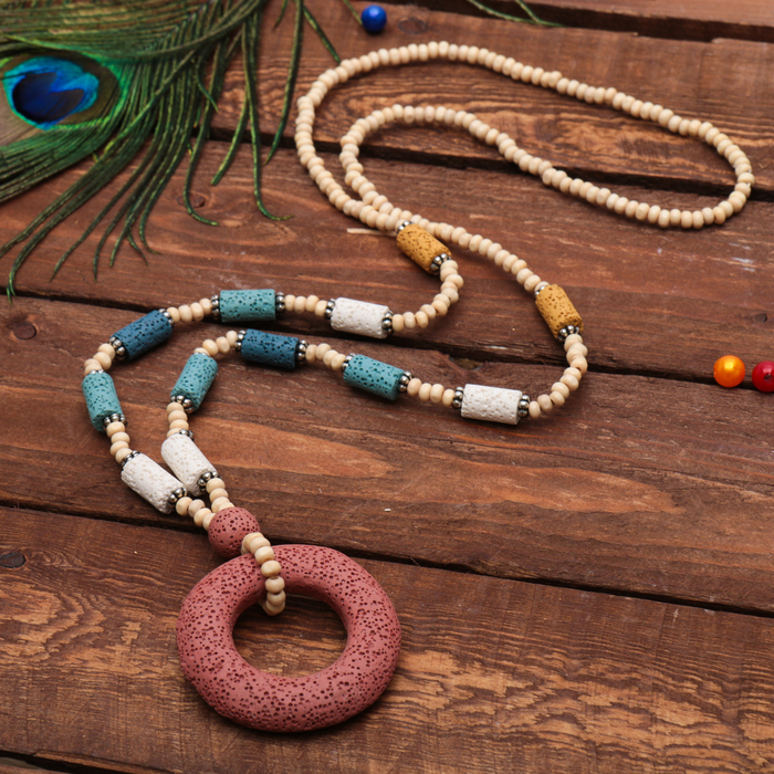 Кулон "Лава" круг, цвет розовый