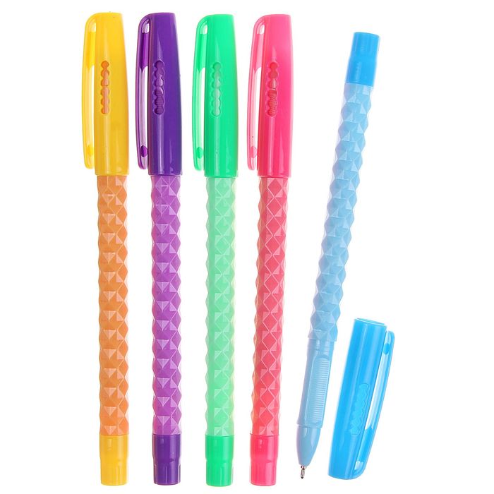 Ручка шариковая 1,0мм стержень синий NEW корпус рифленый МИКС