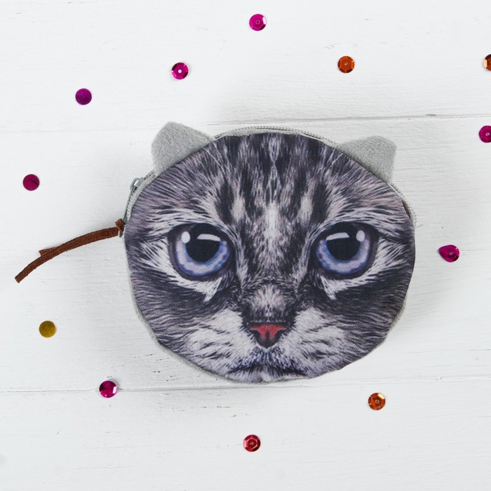 Мягкий кошелёк "Кисонька", голубые глазки