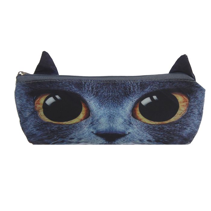 Мягкий пенал "Серый котик" желтые глазки