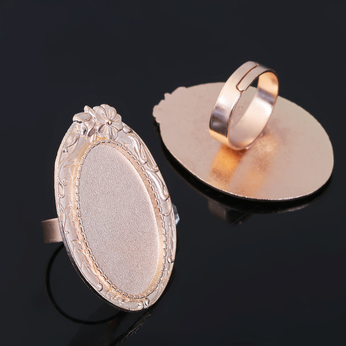 Основа для кольца (набор 2шт), регул-й раз-р,площадка 20*30мм, J030, цвет золото