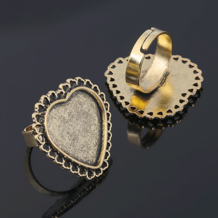 Основа для кольца (набор 2шт), регул-й раз-р,площадка 20мм, J031, цвет черненое золото