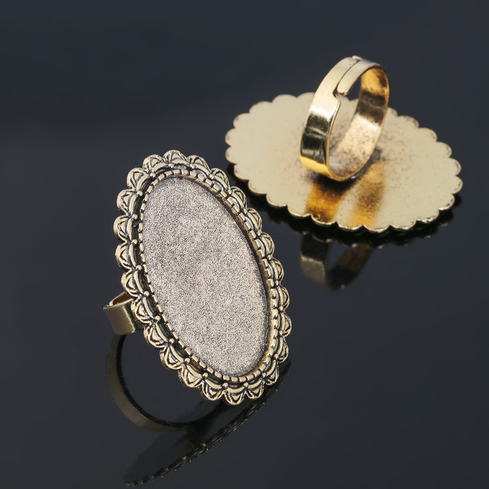 Основа для кольца (набор 2шт), регул-й раз-р,площадка 20*30мм, J038, цвет черненое золото