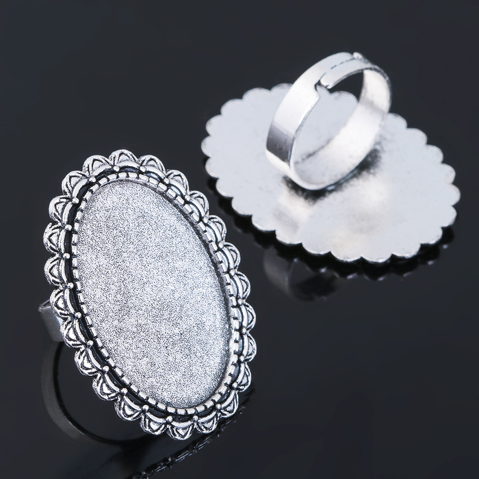 Основа для кольца (набор 2шт), регул-й раз-р,площадка 20*30мм, J038, цвет черненое серебро