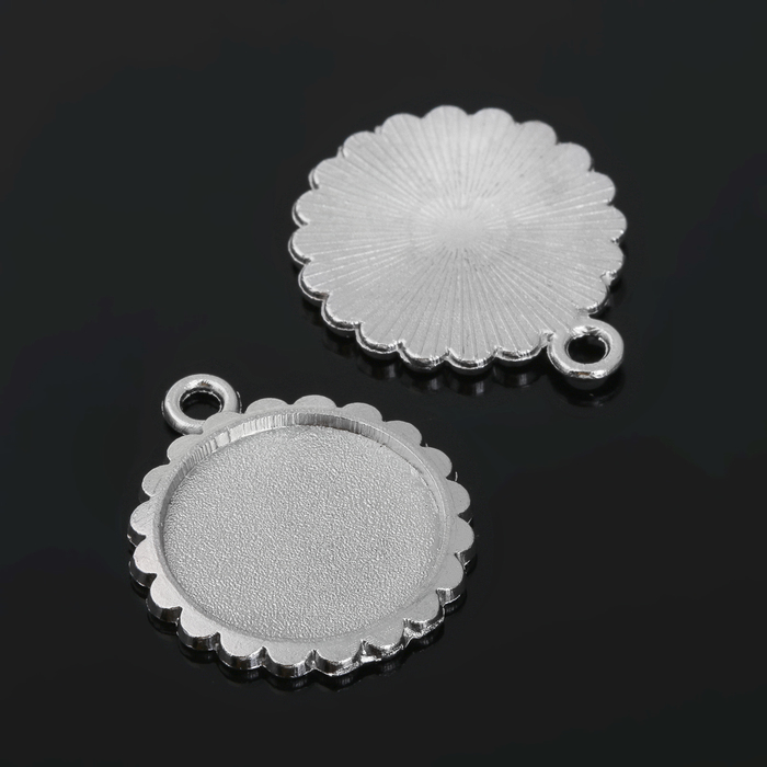 Рамка с сеттингом (набор 4шт), площадка 16мм, JC-612, цвет серебро