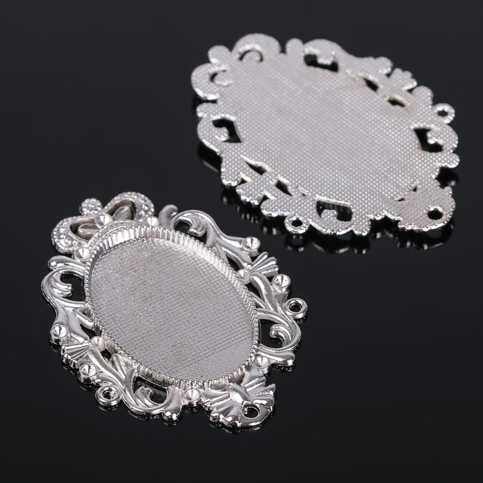 Рамка с сеттингом (набор 4шт), площадка 20*30мм, JC-632, цвет серебро