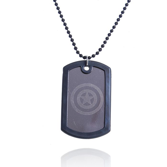 Кулон мужской "Медальон" звезда, цвет серо-черный, 45см