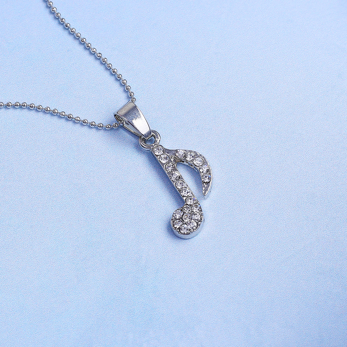 Кулон "Нота", цвет белый в серебре, 45см