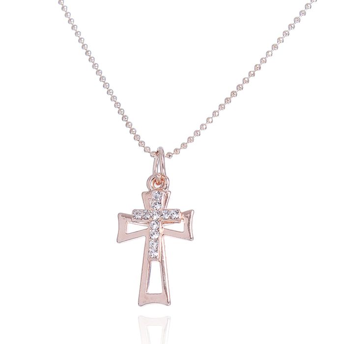 Кулон "Крестик", цвет белый в золоте, 45см