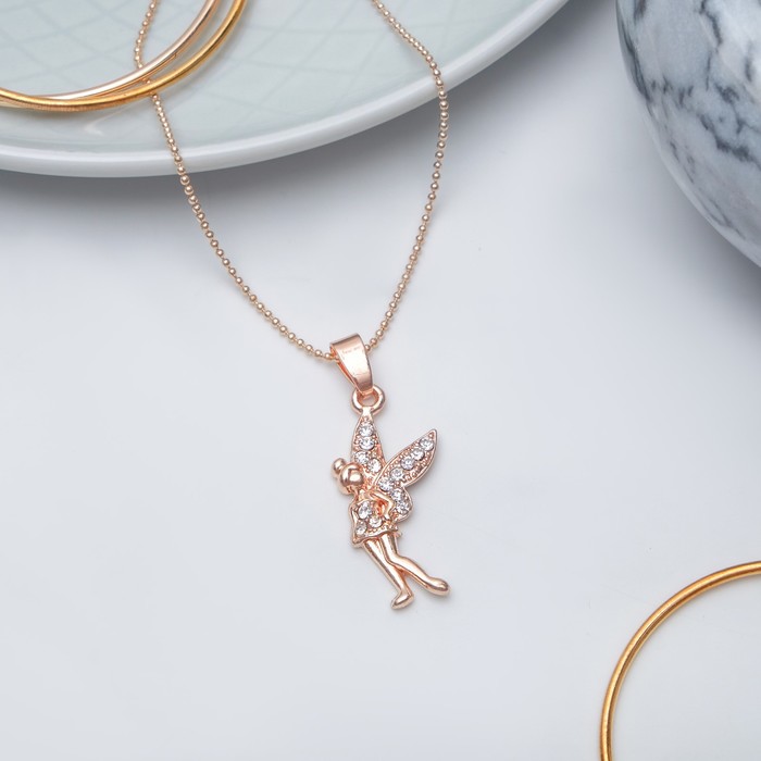 Кулон "Фея", цвет белый в золоте, 45см