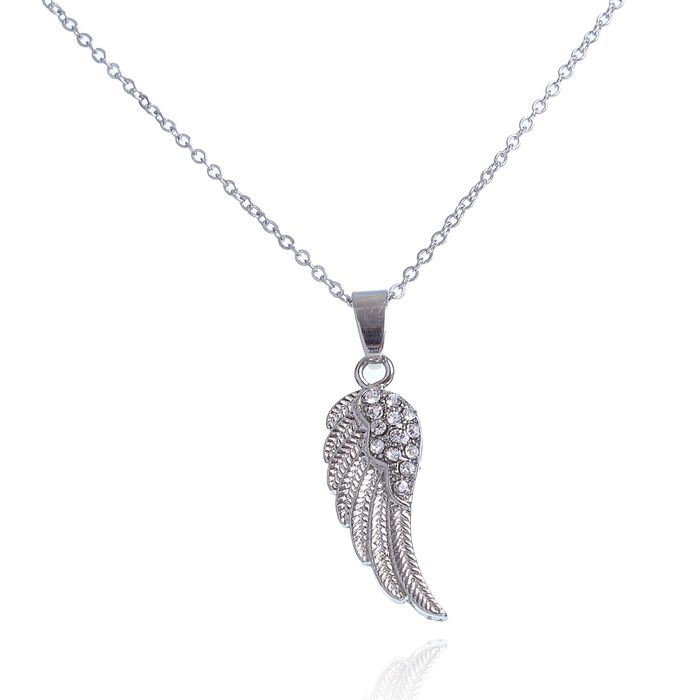 Кулон "Крыло", цвет белый в серебре, 45см