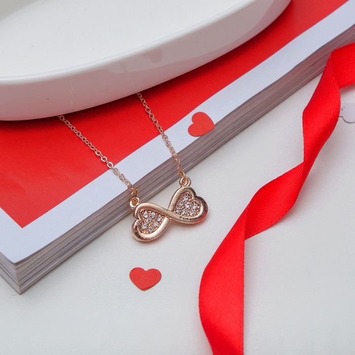 Кулон "Сердце" бесконечность, цвет белый в золоте, 45см