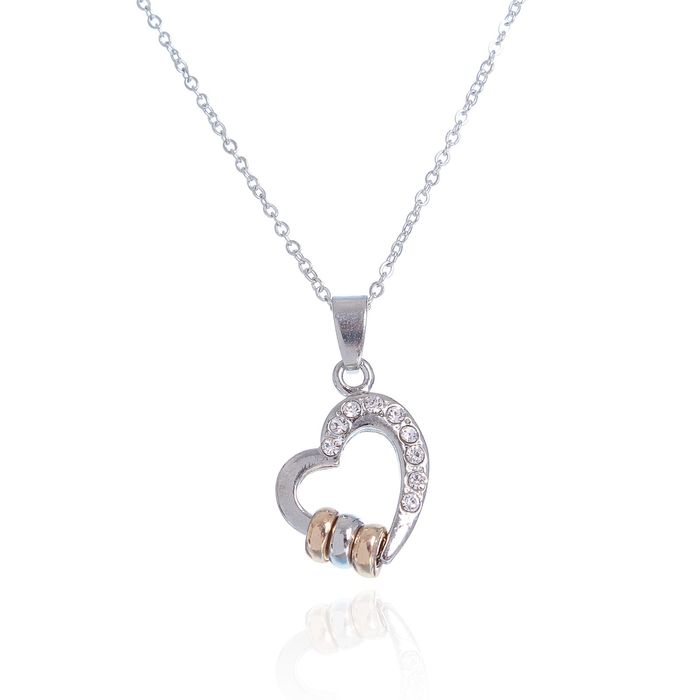 Кулон "Сердце" с бусинами, цвет бело-золотой в серебре, 45см