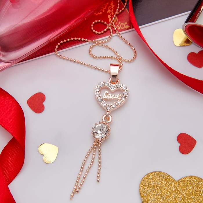 Кулон "Сердце" с кистью, цвет белый в золоте, 45см