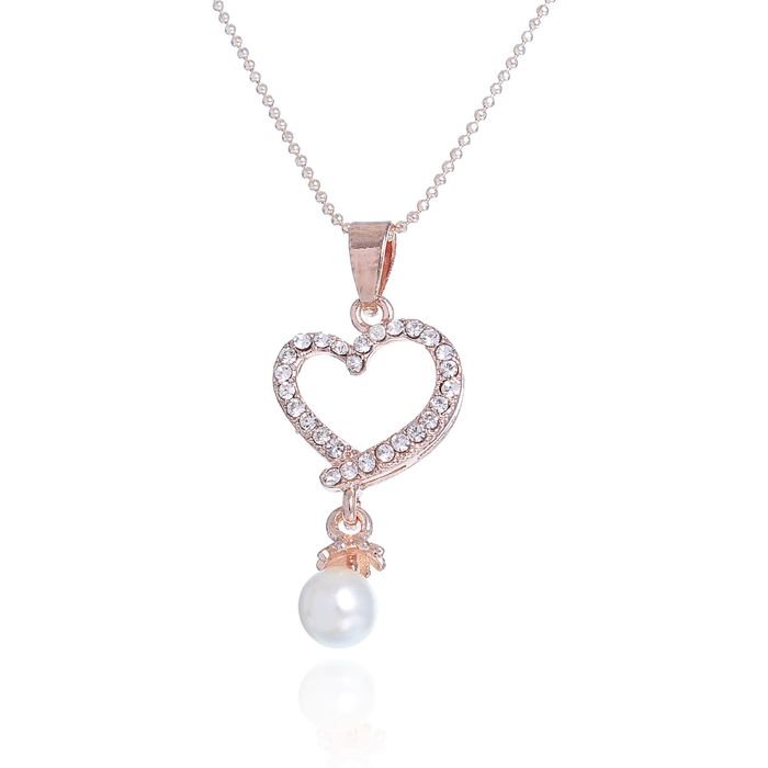 Кулон "Сердце" с бусиной, цвет белый в золоте, 45см