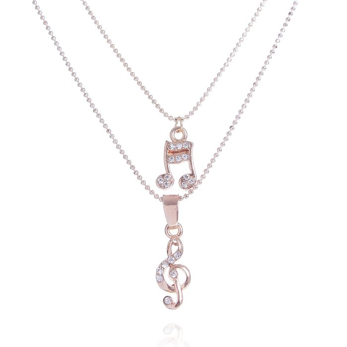 Кулон "Мелодия" ноты, двойная цепочка, цвет белый в золоте, 45см