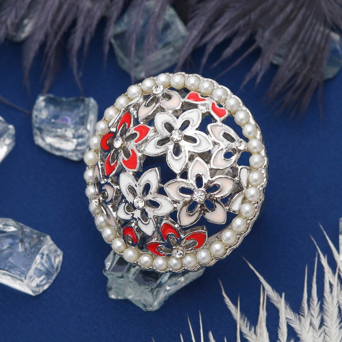 Кольцо "Цветочная поляна", цветное в серебре, размер 17,18,19 МИКС