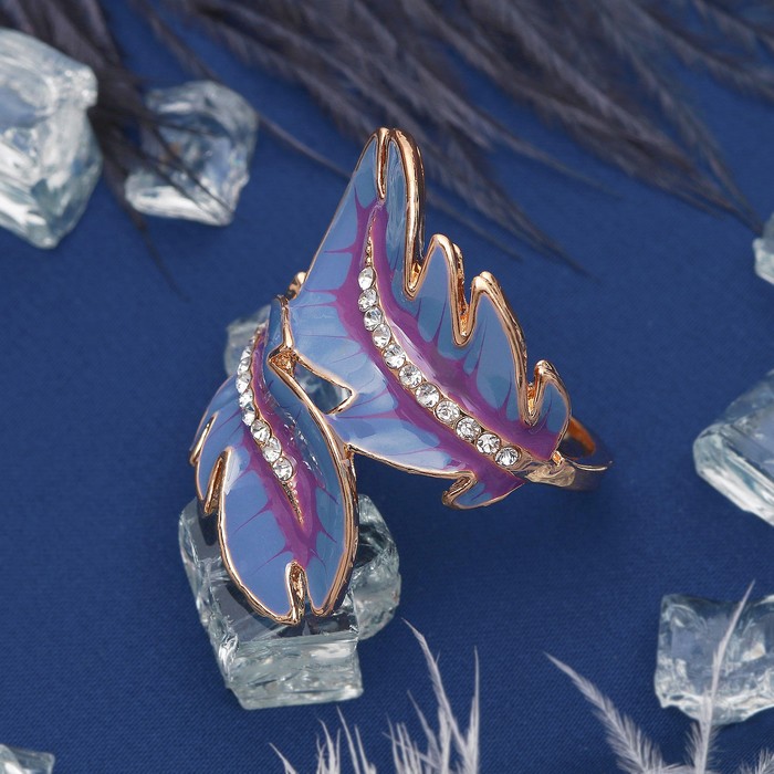 Кольцо "Перо" дуэт, цвет фиолетово-сиреневый в золоте, размер 17,18,19 МИКС