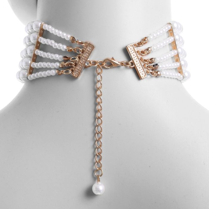 Чокер "Жемчужный" 5 рядов, цвет белый в золоте