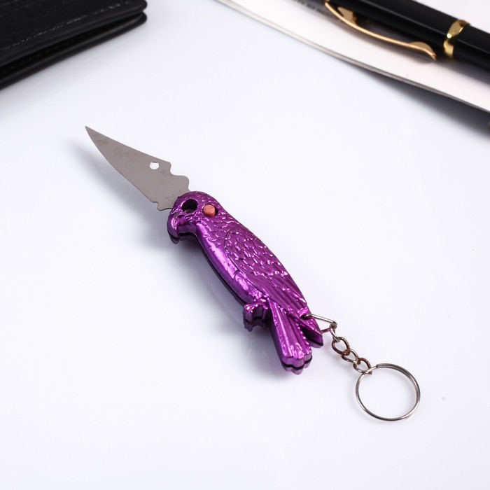 Брелок складной ножик кнопочный "Птица" МИКС
