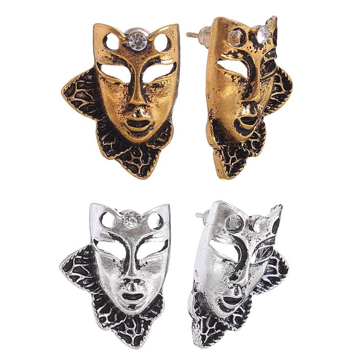 Серьги металл "Маска", цвет МИКС