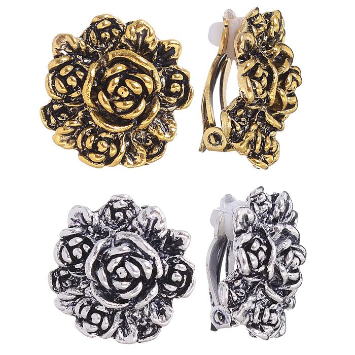 Клипсы "Цветок" роза, цвет МИКС