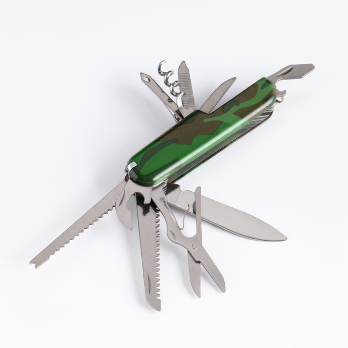 фото Нож швейцарский камуфляж зеленый 11в1