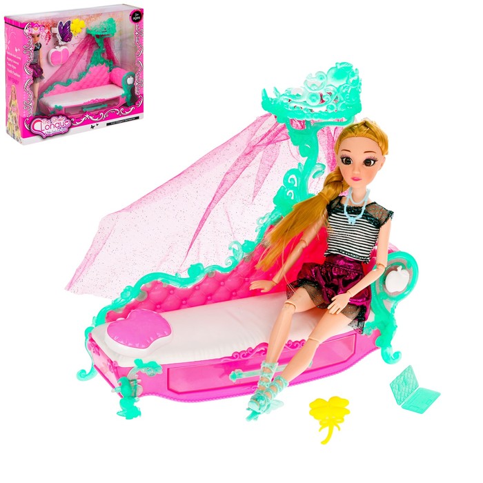 Кукла "Стефани шарнирная" с диваном и с аксессуарами